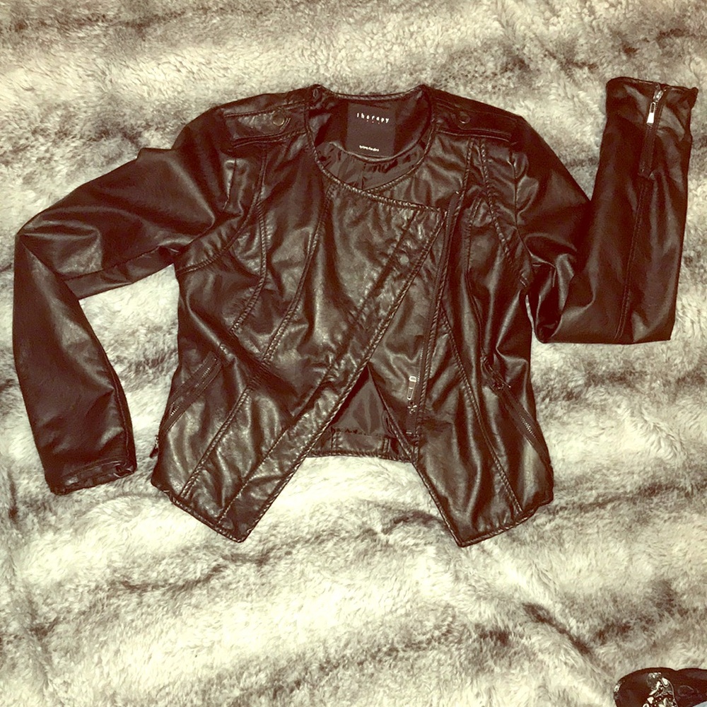 Therapy by Lane Crawford Black Leather Jacket